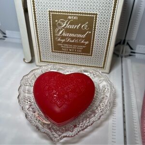 Vintage Avon Heart & Diamond Soap Dish and Soap in Original Box NIB